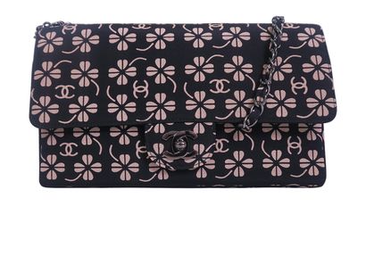 Chanel Four Leaf Clover Single Flap, &pound;1,600, Handbags, Black/Pink, Fabric, Front view